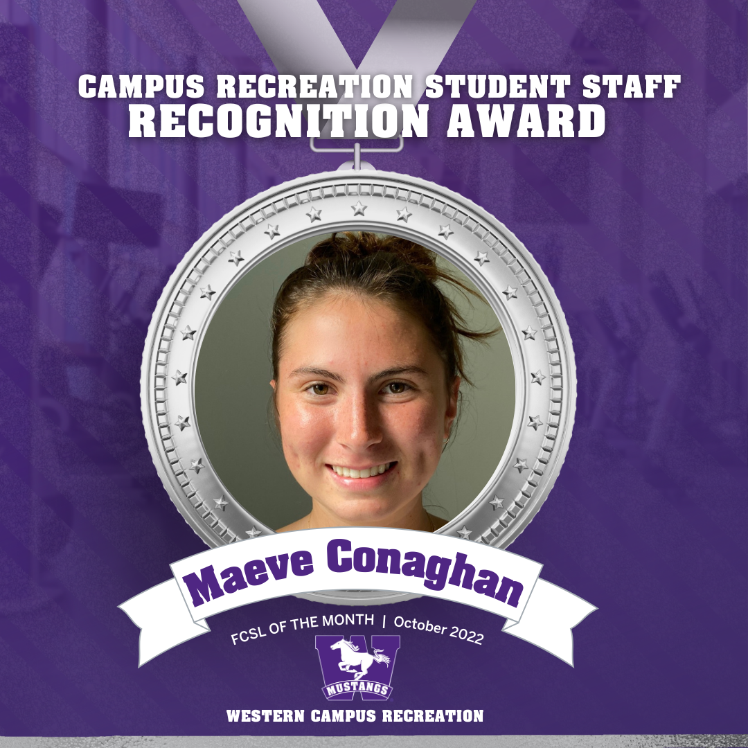 Head shot of Maeve Conaghan inside a silver medal graphic that says Student Staff recognition award